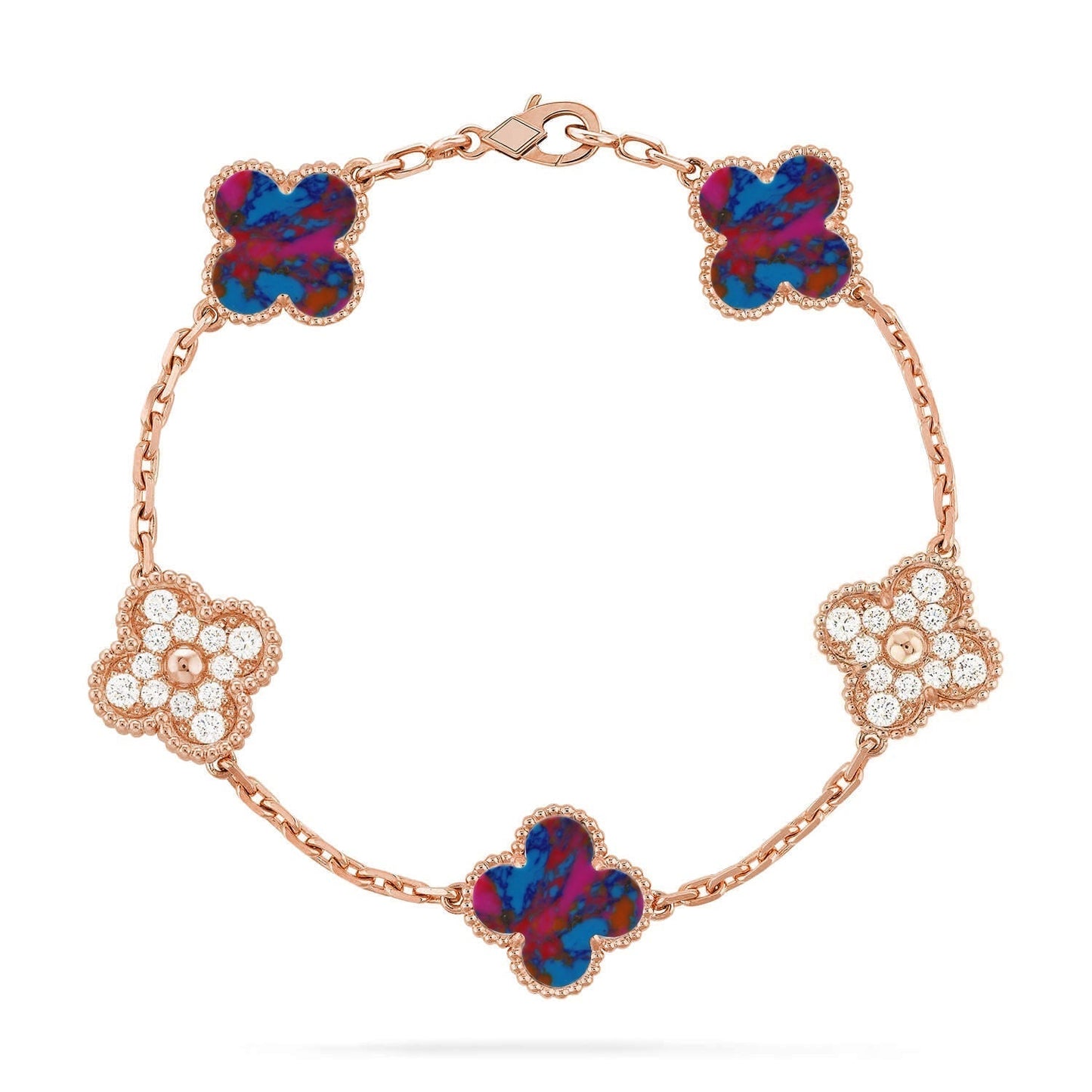 [Triumph Jewelry]CLOVER 5 MOTIF COLOR GEMSTONES BRACELET COLLECTION
