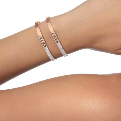 [Triumph Jewelry]Move Noa Rose Gold Pavé Diamond Bangle Bracelet