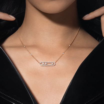 [Triumph Jewelry] Move Pave_ Rose Gold Diamond Necklace
