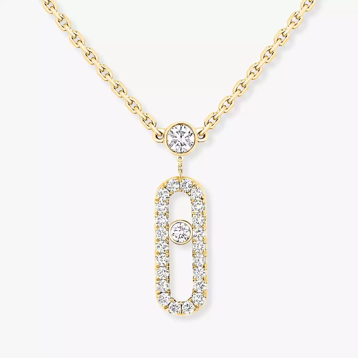 [Triumph Jewelry]2 Rows Rose Gold Diamond Pave_ Necklace Move Uno