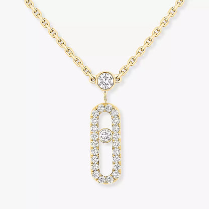 [Triumph Jewelry]2 Rows Rose Gold Diamond Pave_ Necklace Move Uno