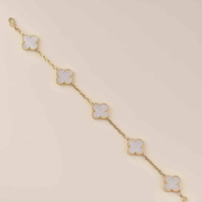 [Triumph Jewelry]CLOVER WHITE PEARL MOP 5 MOTIF BRACELET COLLECTION
