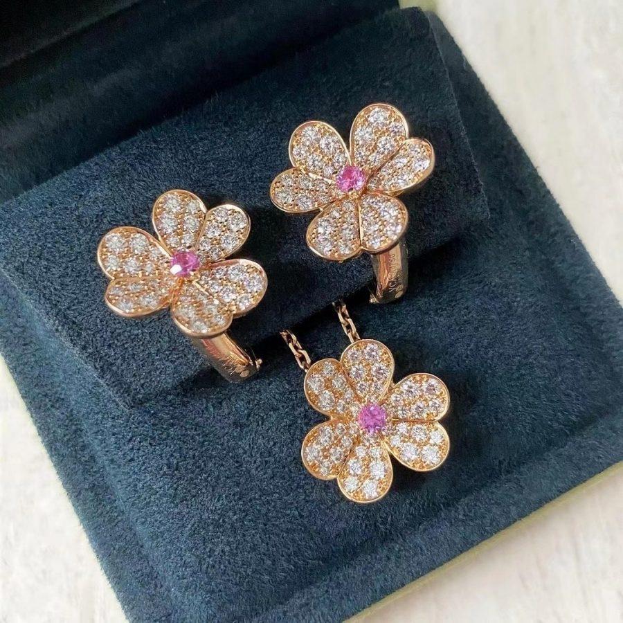 [Triumph Jewelry]FRIVOLE PINK GOLD FLOWER DIAMOND EARRINGS
