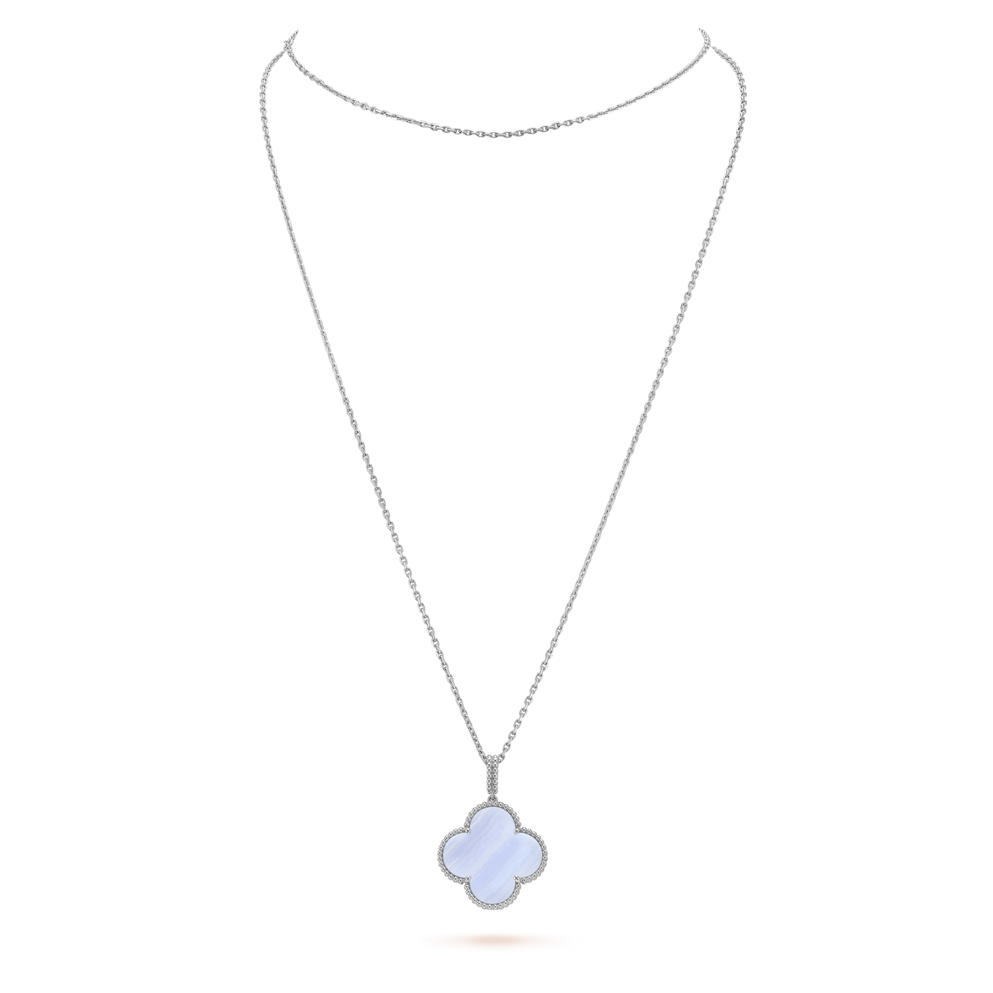 [Triumph Jewelry]CLOVER SILVER CHALCEDONY BIG CLOVER NECKLACE