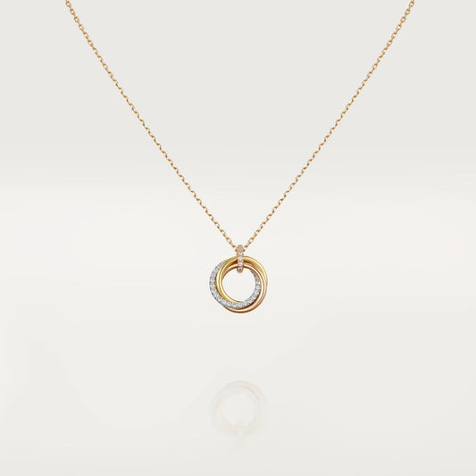 [Triumph Jewelry]TRINITY NECKLACE SILVER GOLD PINK GOLD DIAMONDS