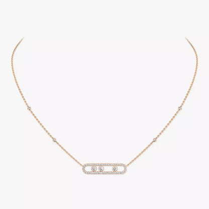 [Triumph Jewelry] Move Pave_ Rose Gold Diamond Necklace