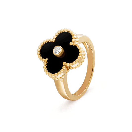 [Triumph Jewelry]CLOVER ONYX RING GOLD DIAMOND